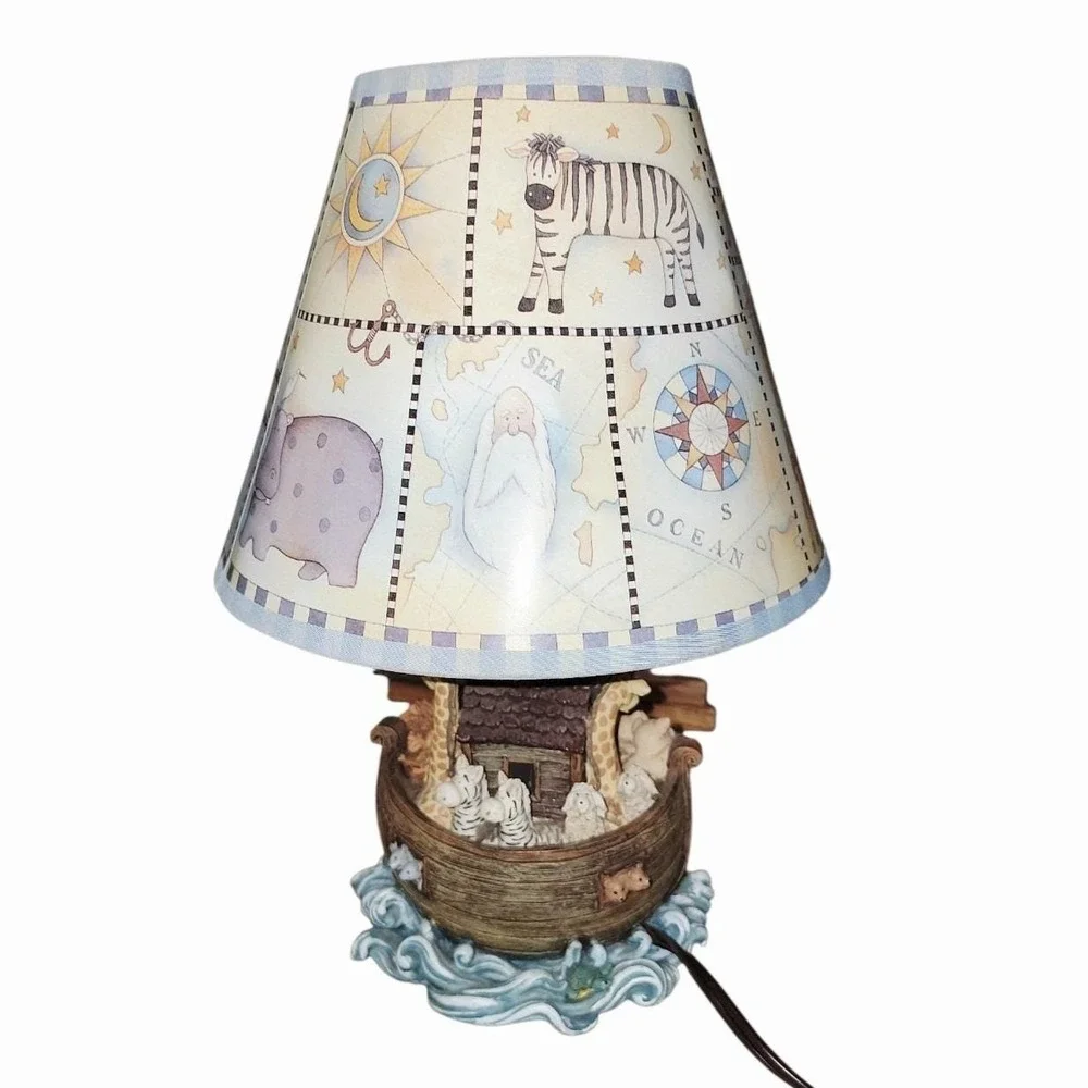 Noah's Ark Nursery Table Lamp Animals God's Blessings Have No End with Shade